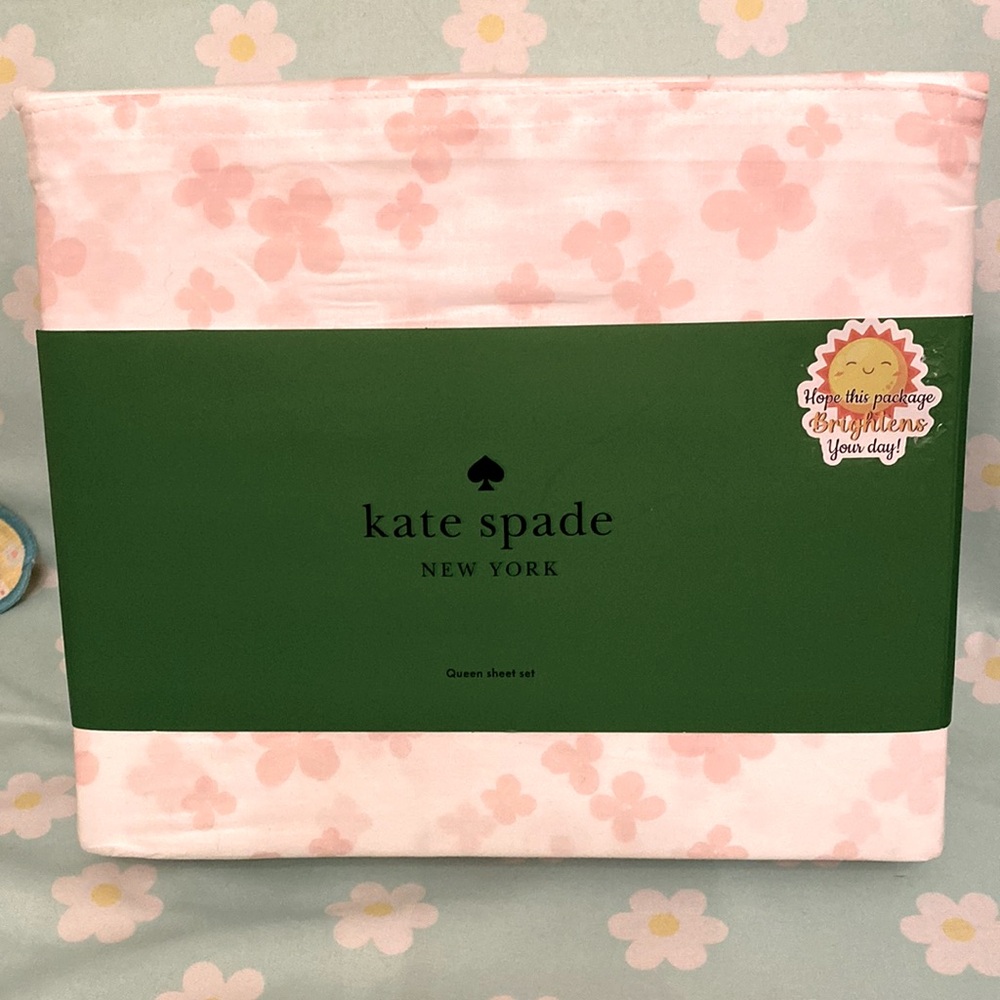 Kate Spade New York Queen Floral Sheet Set 4 pc 100% Cotton Percale NEW